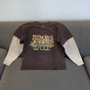 Boys' Brown and Cream Graphic Long Sleeve Shirt
